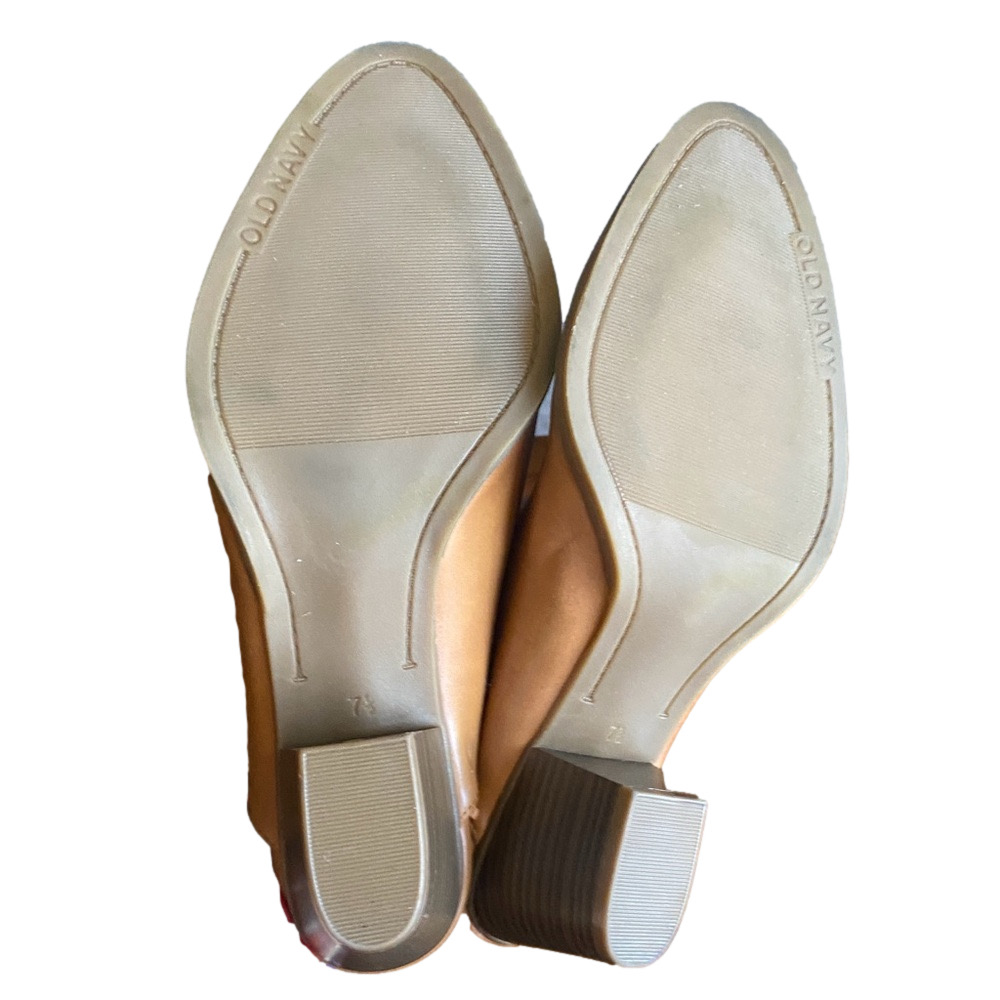 Old Navy Cognac Faux Leather Pointed Toe Mule Clogs, Size 7.5 - Picture 5 of 7